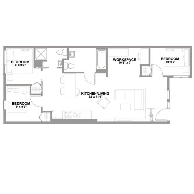 2 Bed 2 Bath B B-426 floor plan